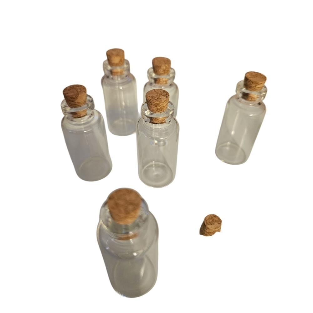 Handmade Necklace Glass bottle Cork Top Hand Crafted Dainty Pendant Blue Bids 2" - Picture 9 of 16